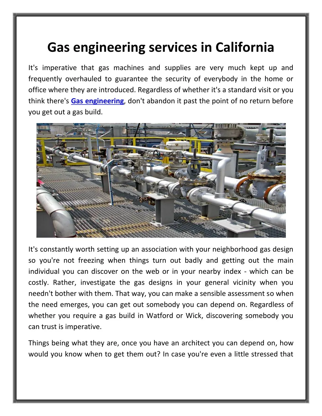 gas engineering services in california