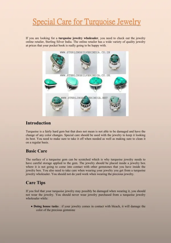 Special Care For Turquoise Jewelry