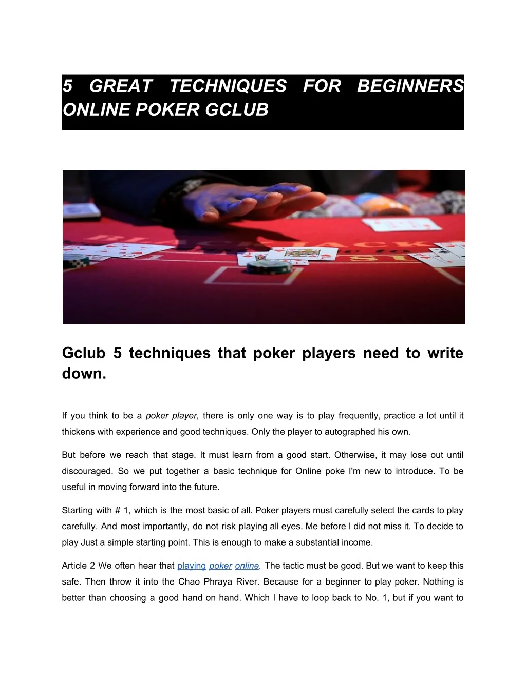 5 online poker gclub