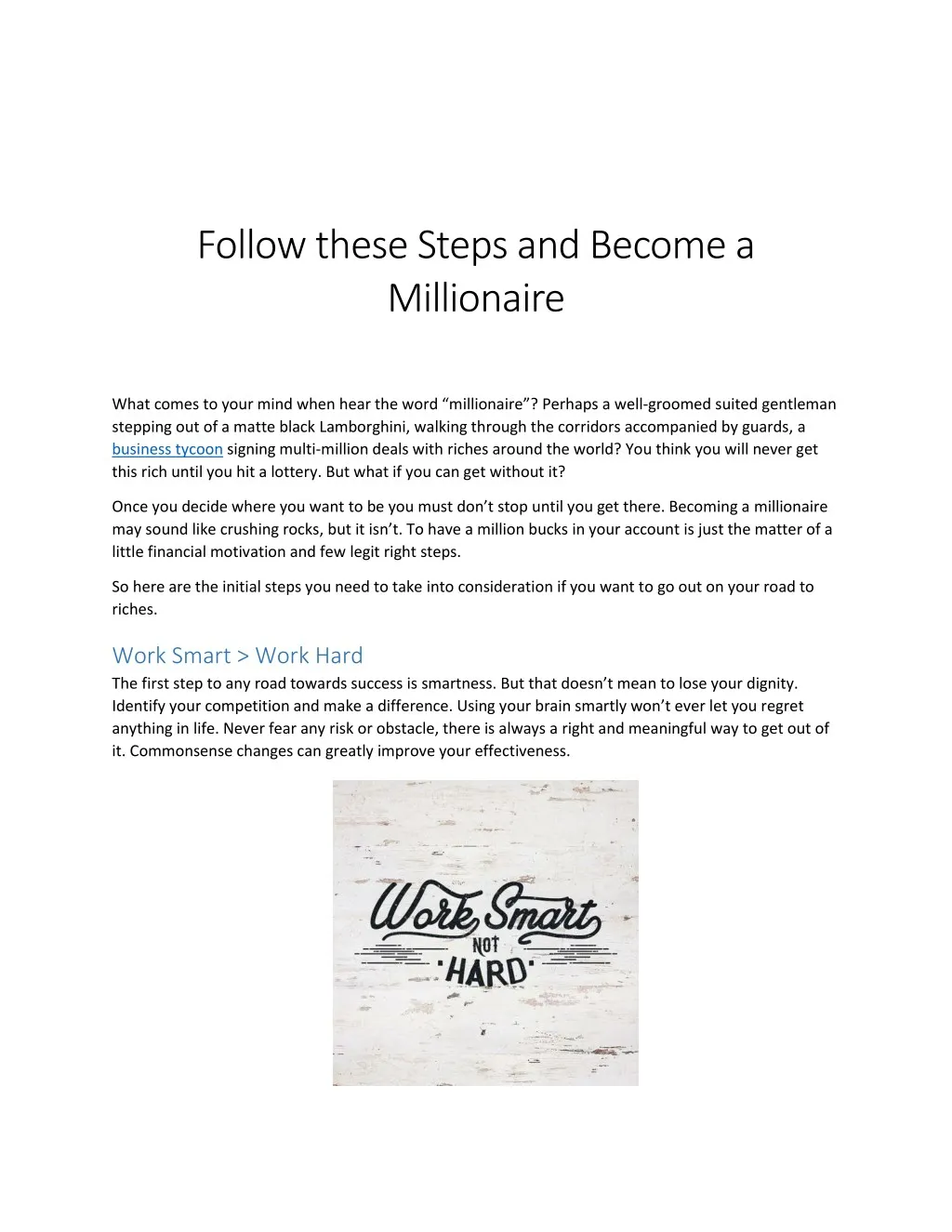 follow these steps and become a millionaire