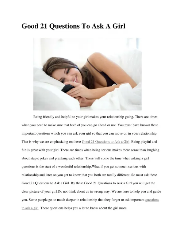 Good 21 Questions To Ask A Girl