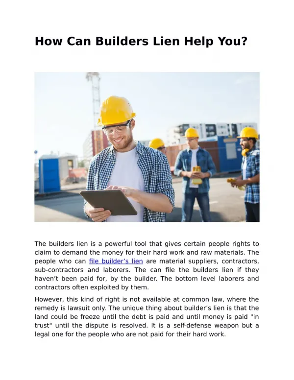 How Can Builders Lien Help You?