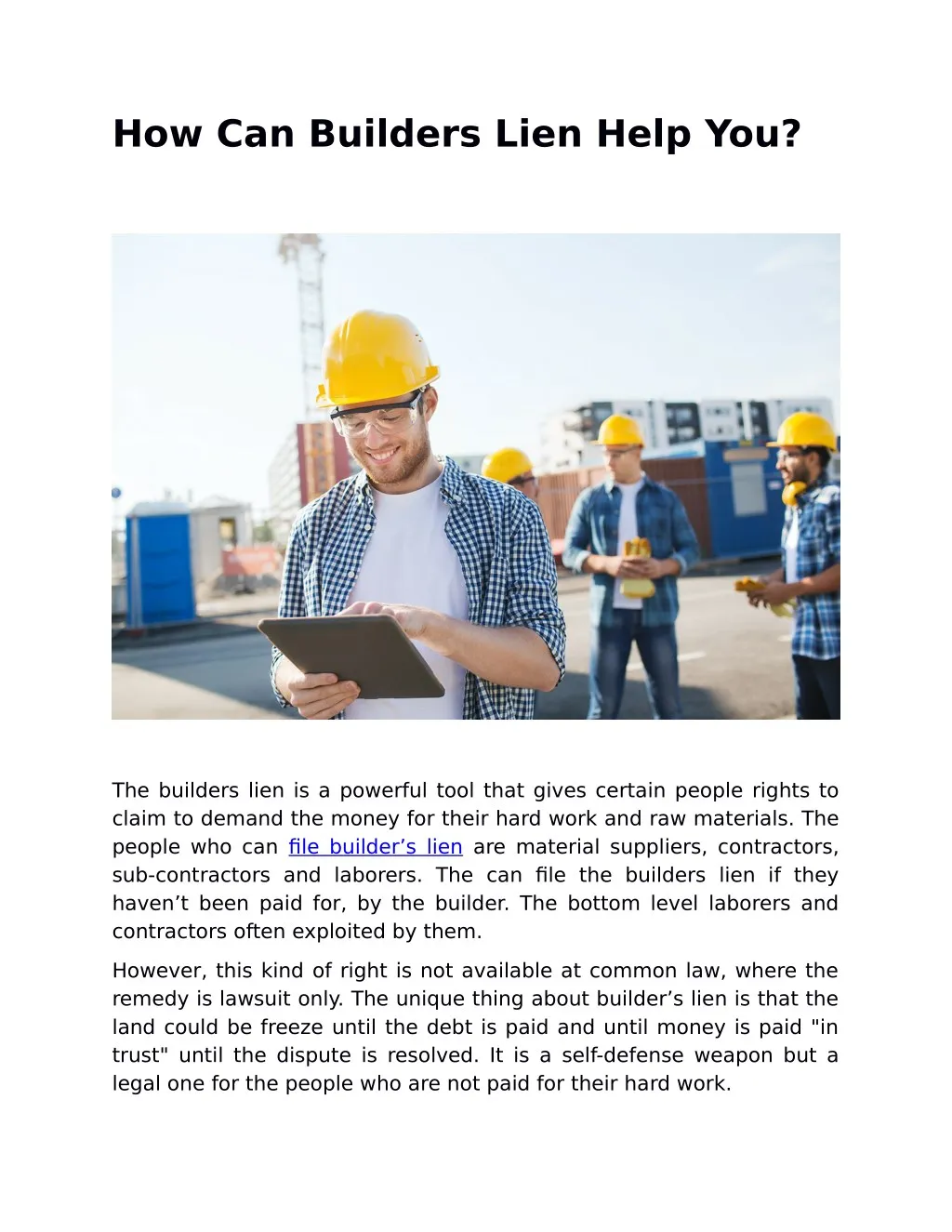 how can builders lien help you