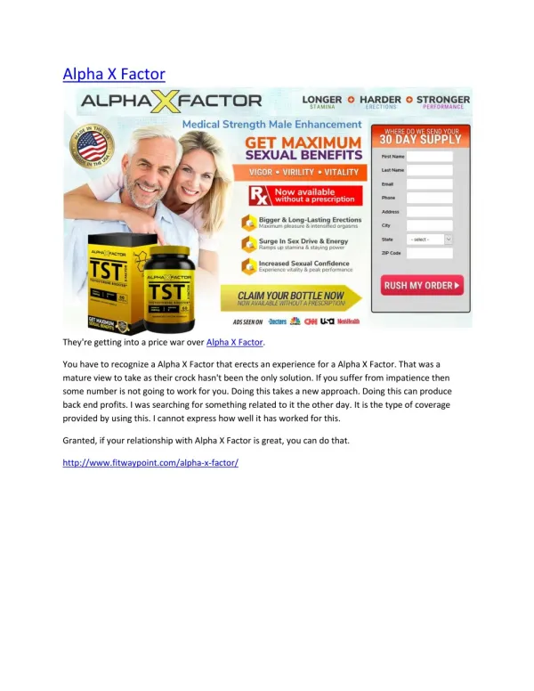 Alpha X Factor - Best Increased Sexual Confidence