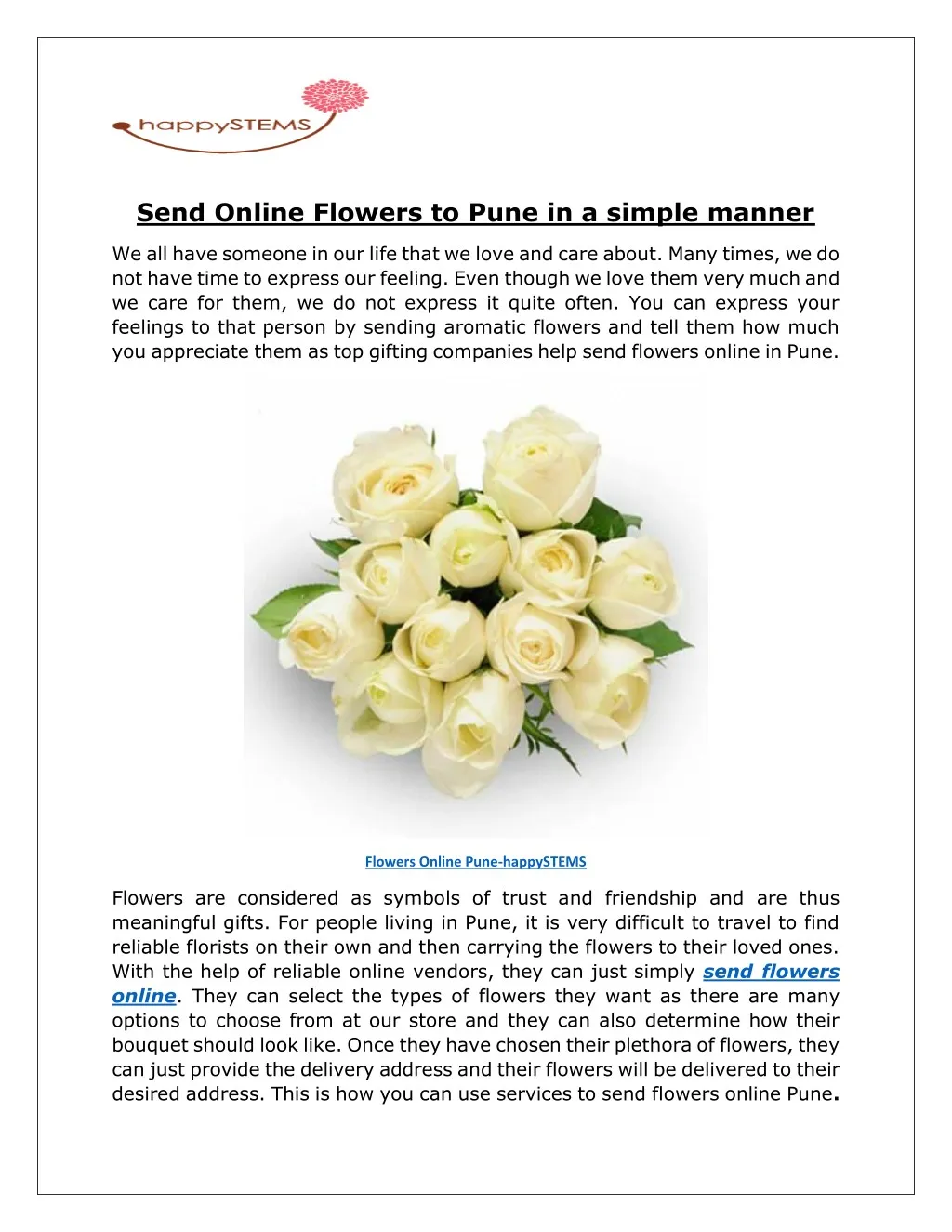 send online flowers to pune in a simple manner