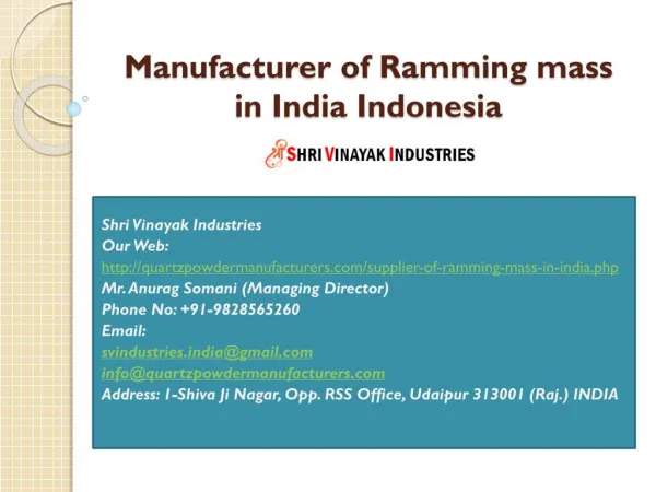 Manufacturer of Ramming mass in India Indonesia