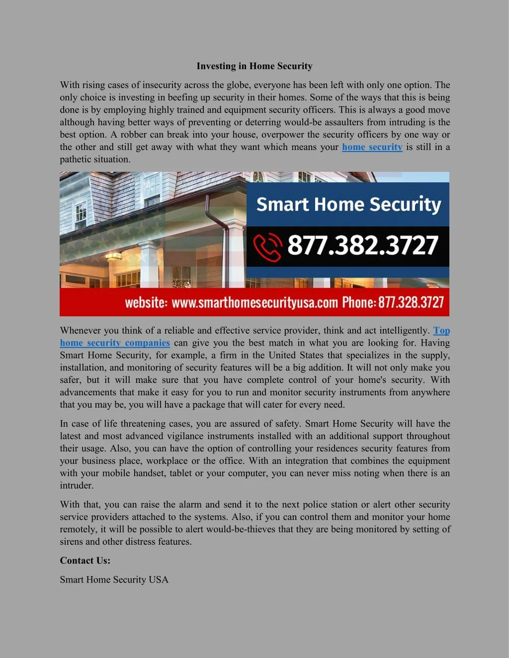 investing in home security