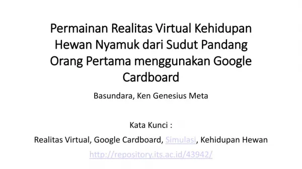 Permainan Realitas Virtual Kehidupan Hewan Nyamuk dari Sudut Pandang Orang Pertama menggunakan Google Cardboard