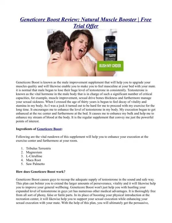 Geneticore Boost Review: Natural Muscle Booster | Free Trial Offer