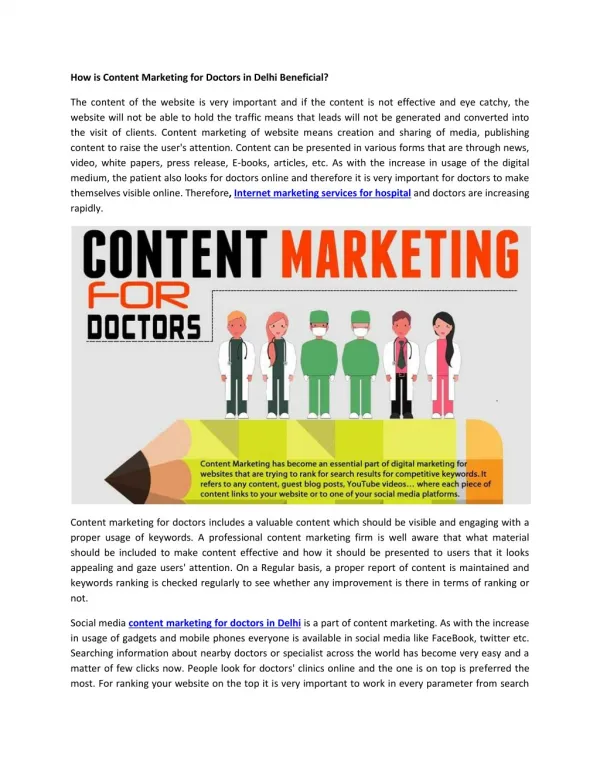 How is Content Marketing for Doctors in Delhi Beneficial?