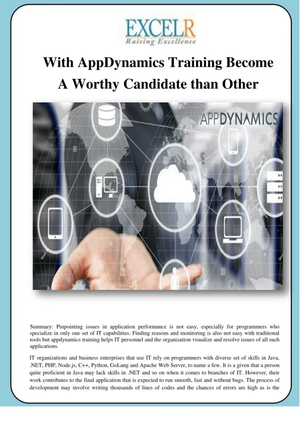 With AppDynamics Training Become A Worthy Candidate than Other
