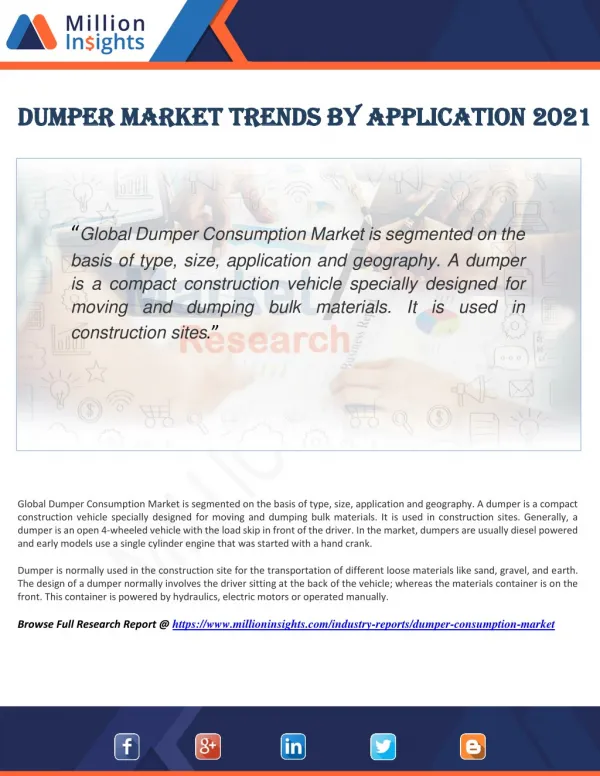 Dumper Market Trends by Application 2021