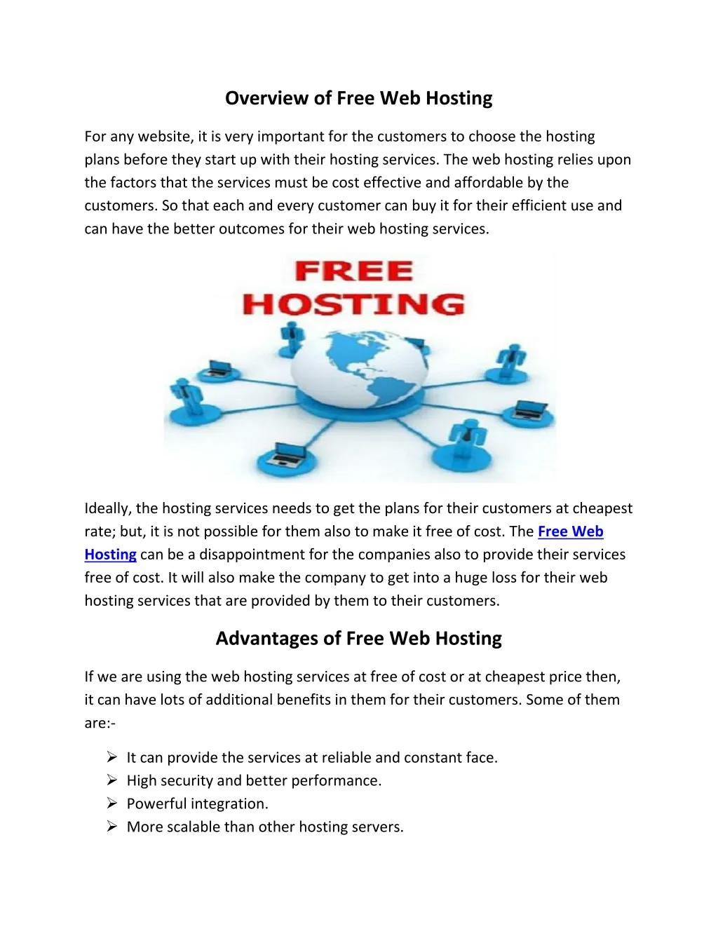 overview of free web hosting