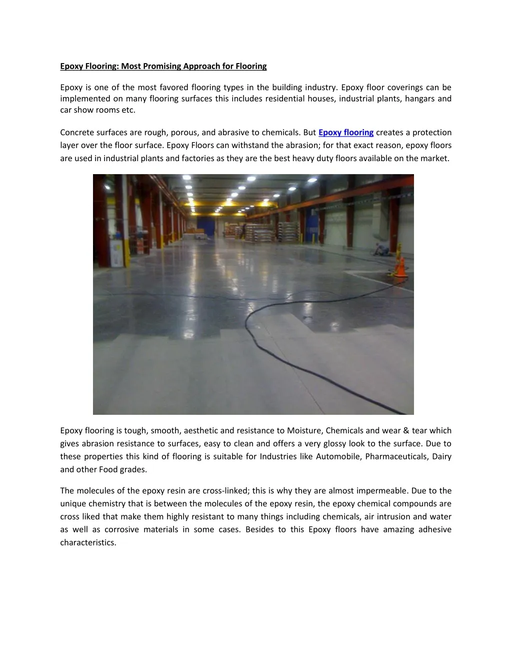 epoxy flooring most promising approach