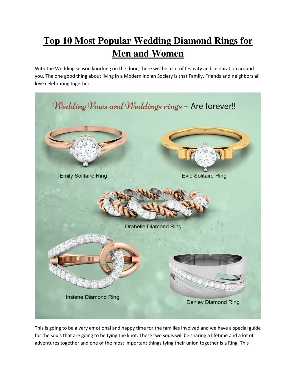 top 10 most popular wedding diamond rings