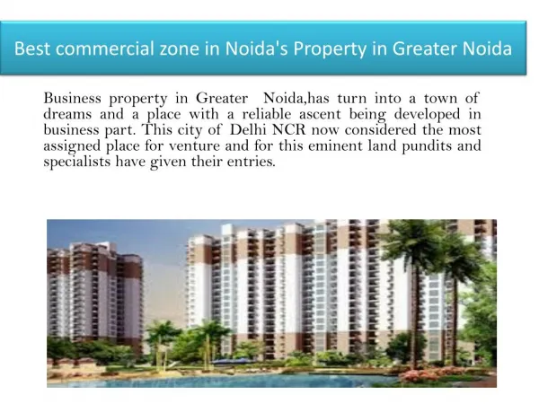 Best commercial zone in Noida's Property in Greater Noida