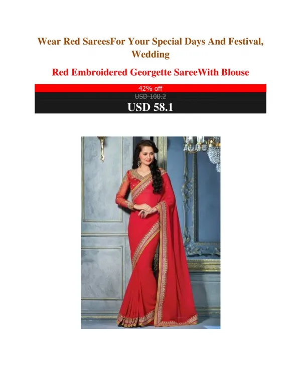 Wear Red Sarees For Your Special Days And Festival, Wedding