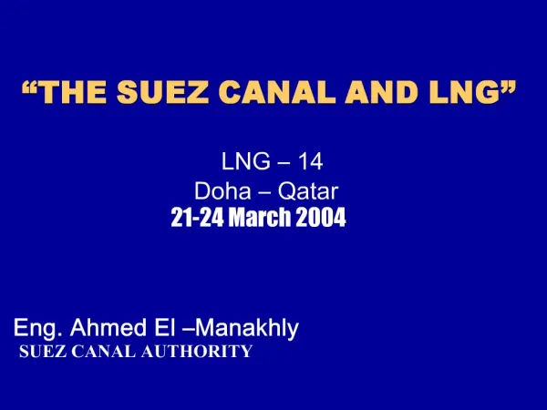 THE SUEZ CANAL AND LNG