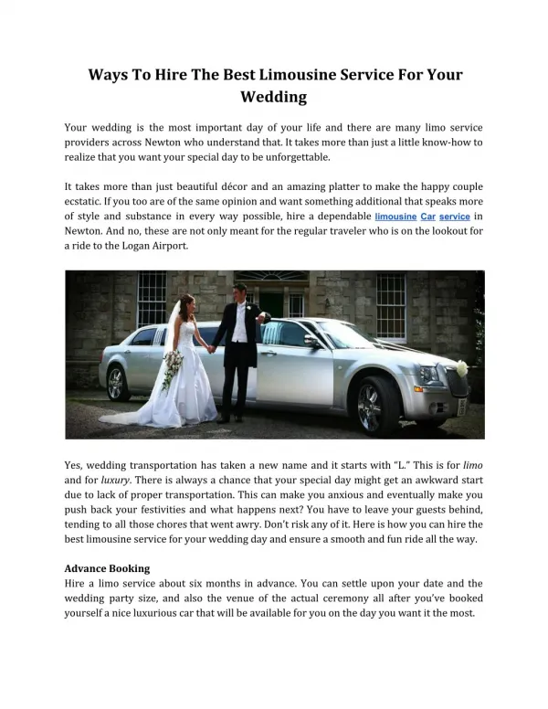 Ways To Hire The Best Limousine Service For Your Wedding - Boston City Ride