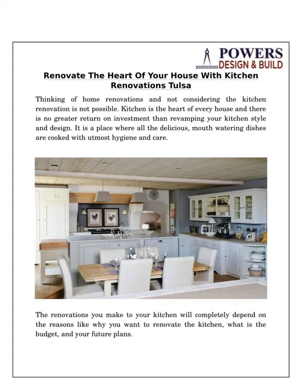 Renovate The Heart Of Your House With Kitchen Renovations Tulsa