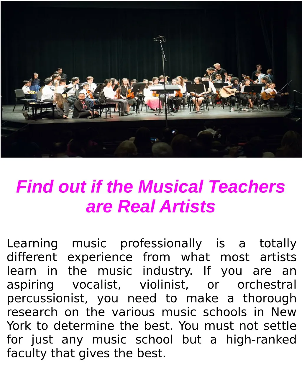 find out if the musical teachers are real artists