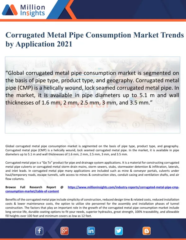 Corrugated Metal Pipe Consumption Market Trends, Share by Manufacturers 2021
