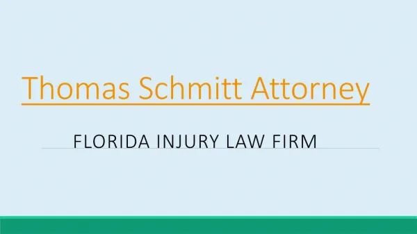Thomas Schmitt Attorney and Florida Injury Law Firm