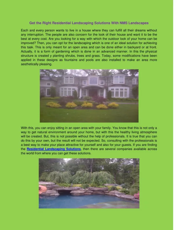 Get the Right Residential Landscaping Solutions With NMS Landscapes