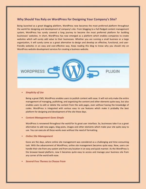 Why Should You Rely on WordPress for Designing Your Company’s Site?