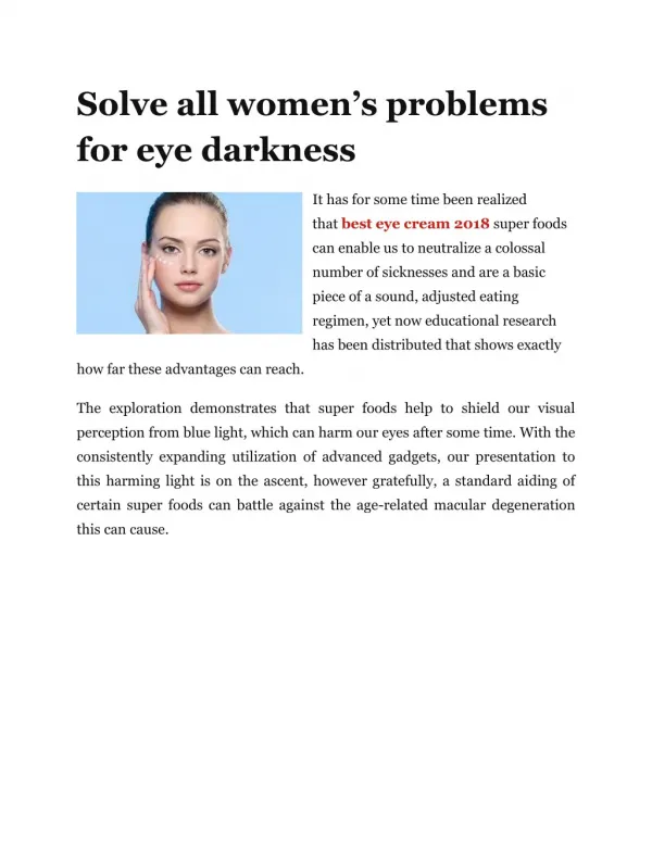 Solve all women’s problems for eye darkness