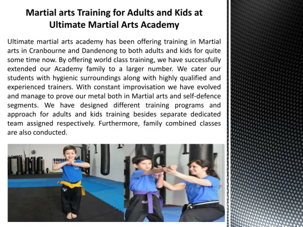 Martial arts Training for Adults and Kids at Ultimate Martial Arts Academy