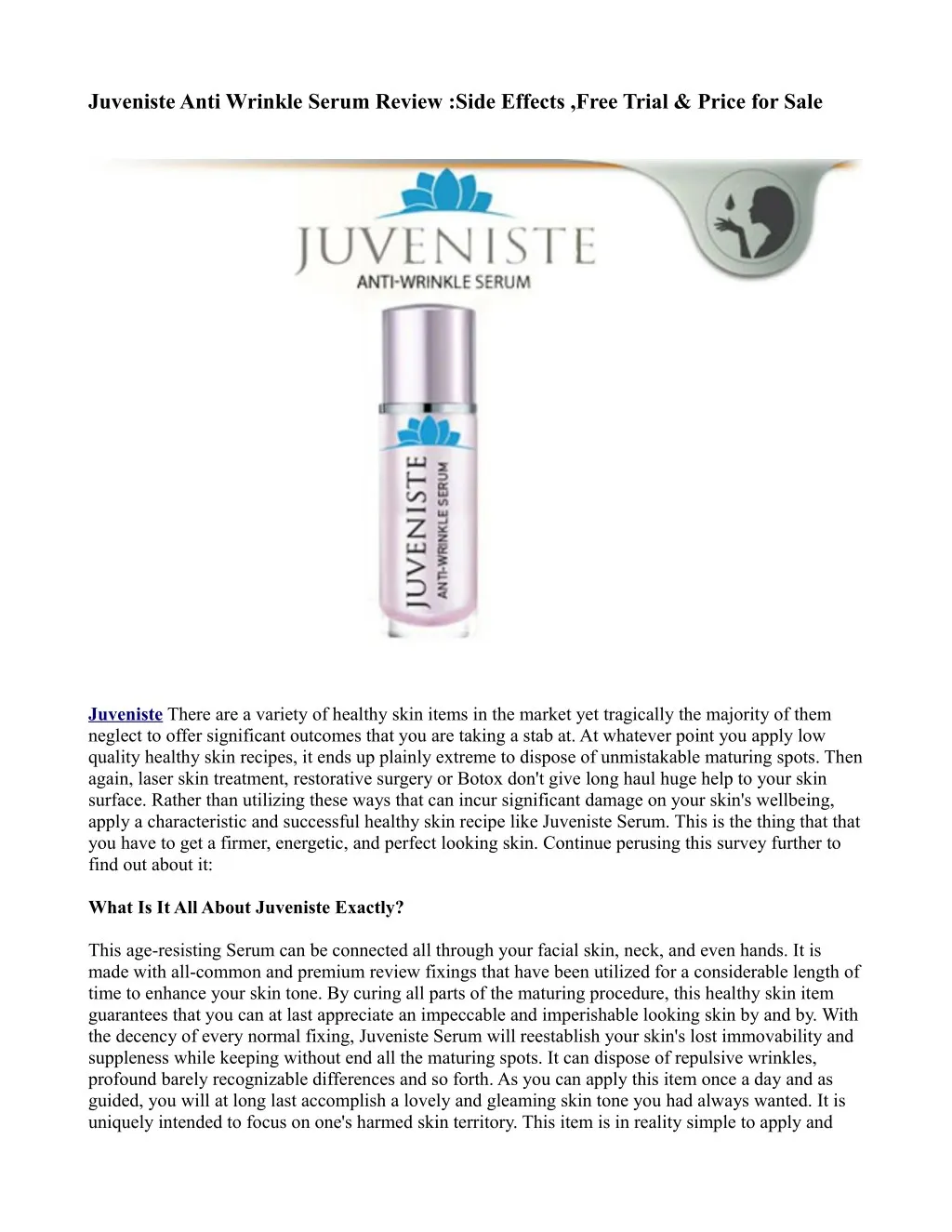 juveniste anti wrinkle serum review side effects