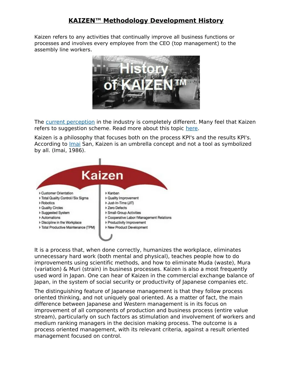 kaizen methodology development history