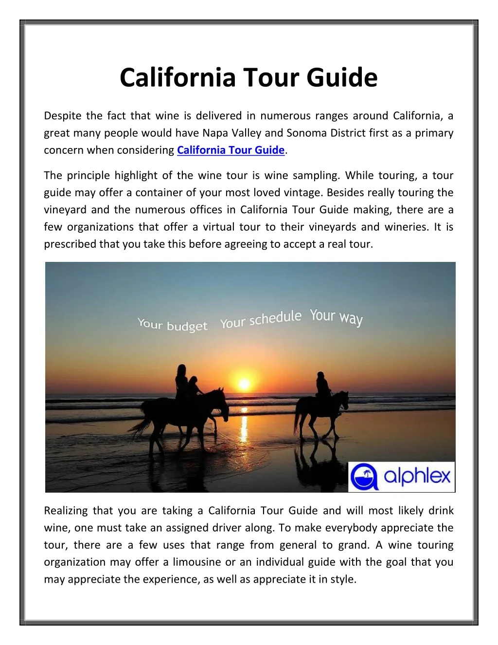 california tour guide