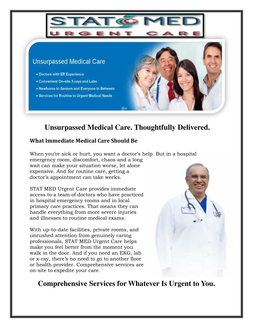 unsurpassed medical care thoughtfully delivered