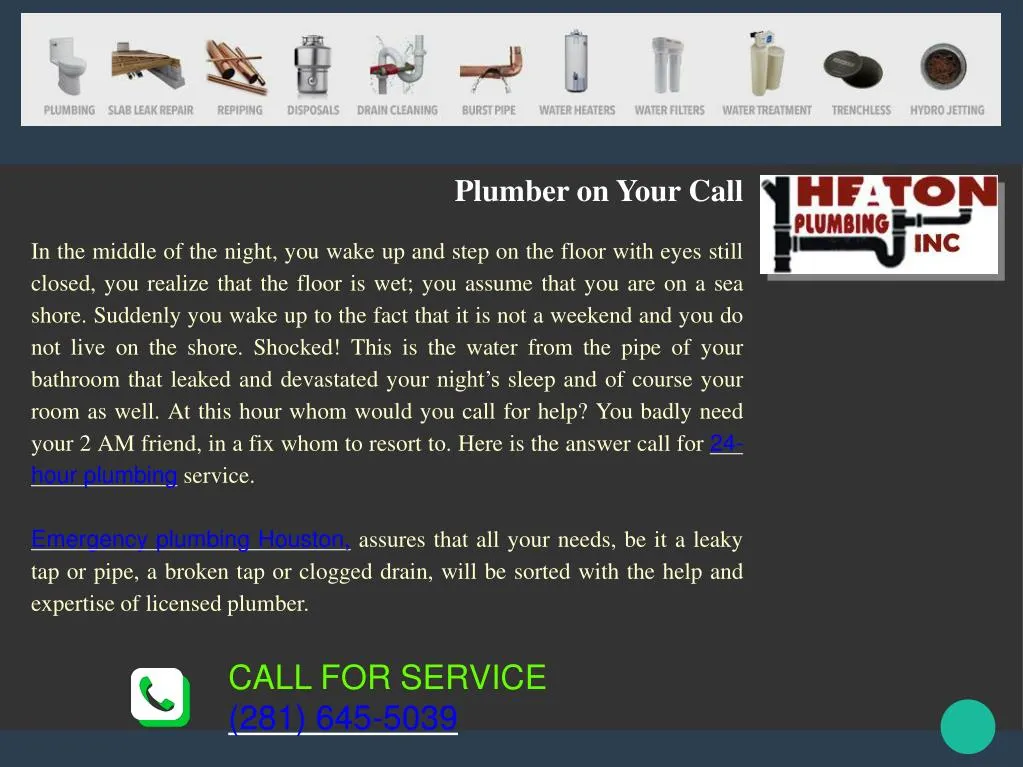 plumber on your call