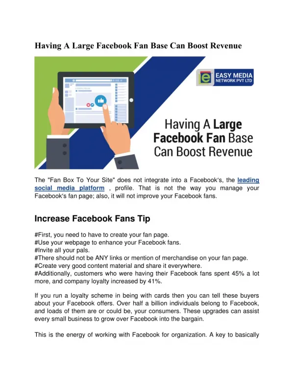 Having A Large Facebook Fan Base Can Boost Revenue