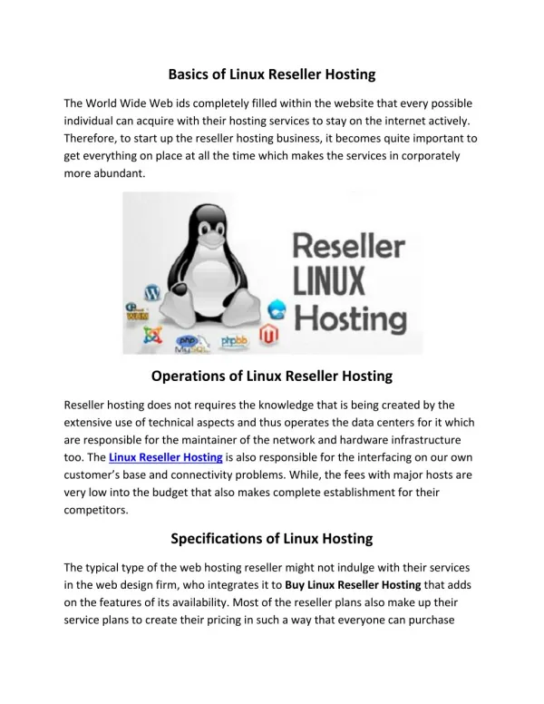 Linux reseller hosting