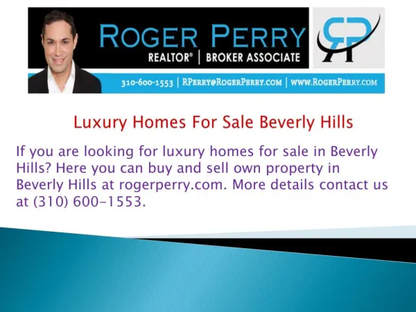 Luxury Homes For Sale Beverly Hills