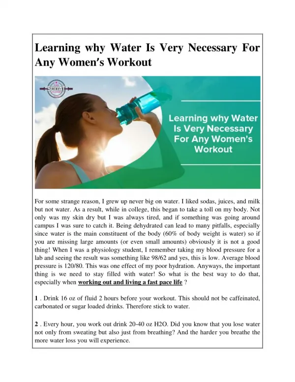 Learning why Water Is Very Necessary For Any Women's Workout