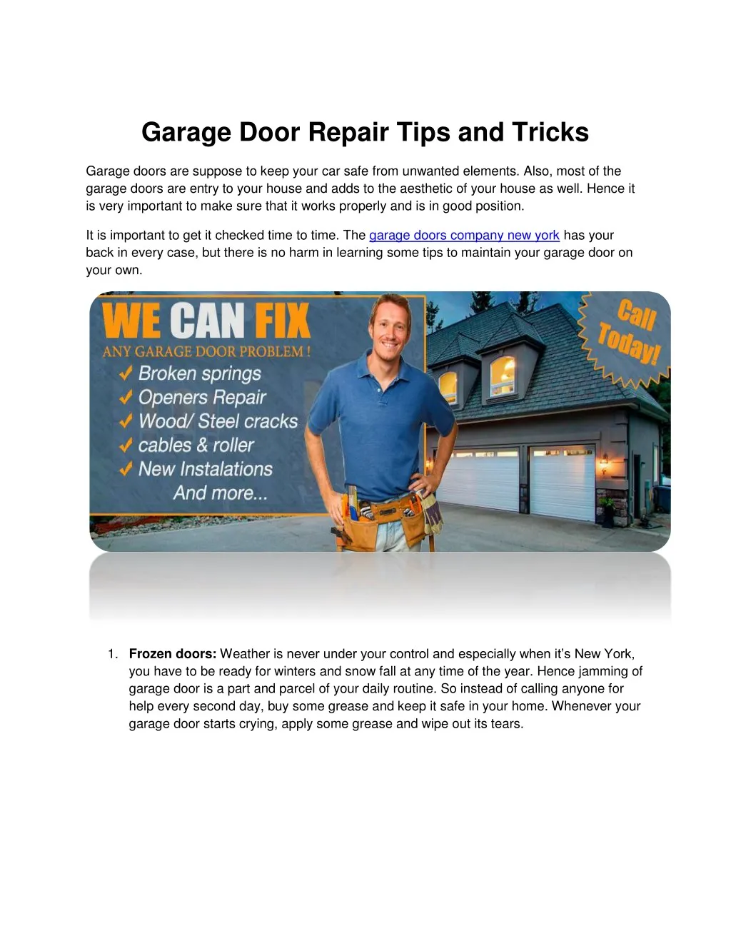 garage door repair tips and tricks