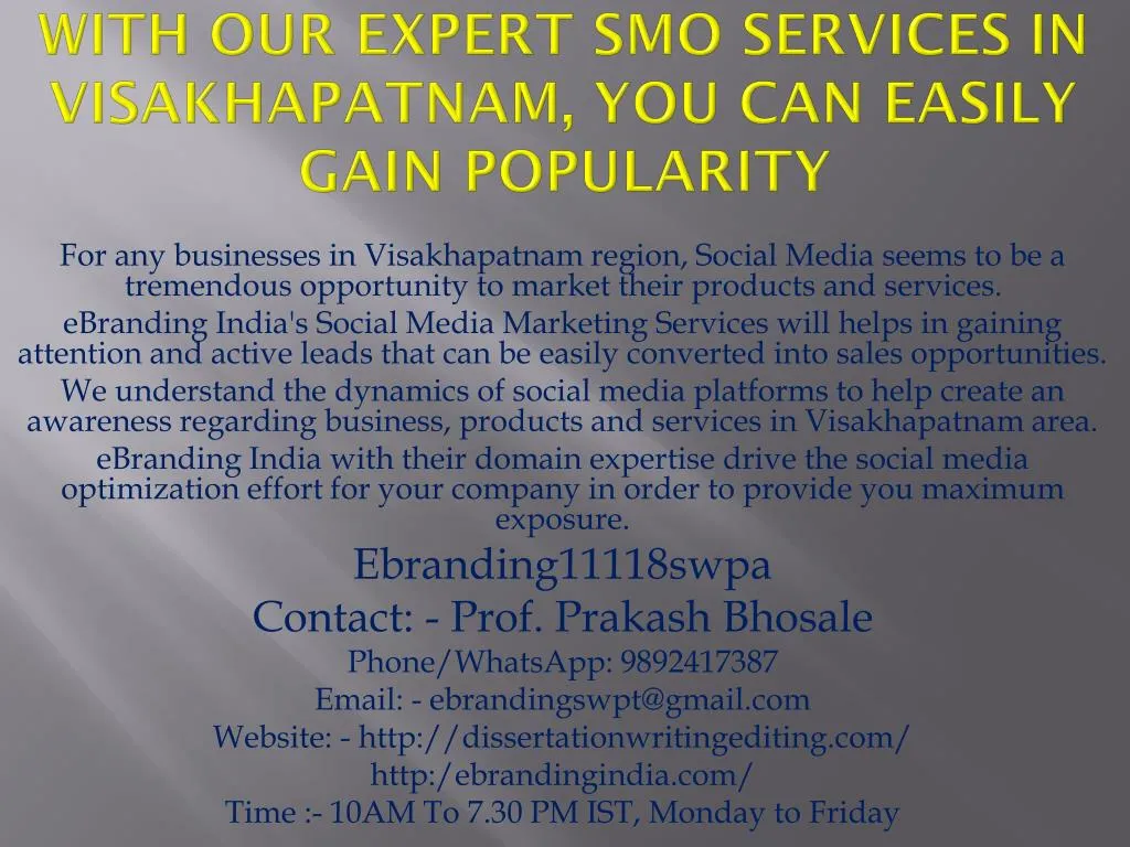with our expert smo services in visakhapatnam you can easily gain popularity