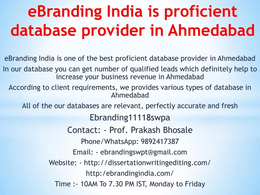 ebranding india is proficient database provider in ahmedabad