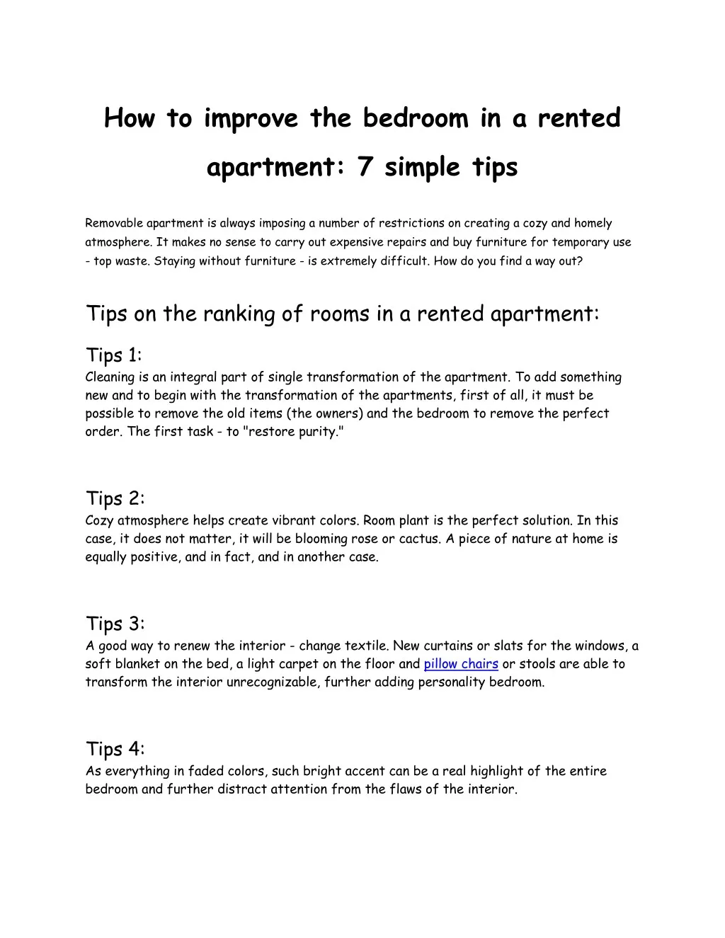 how to improve the bedroom in a rented apartment