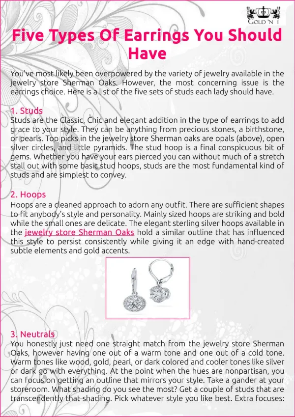 Five Types Of Earrings You Should Have