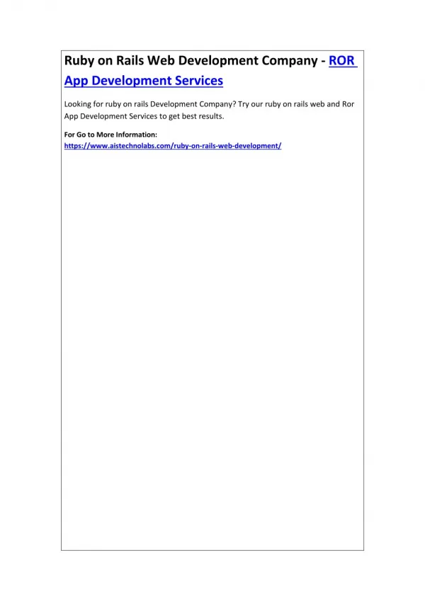 ruby on rails web development company
