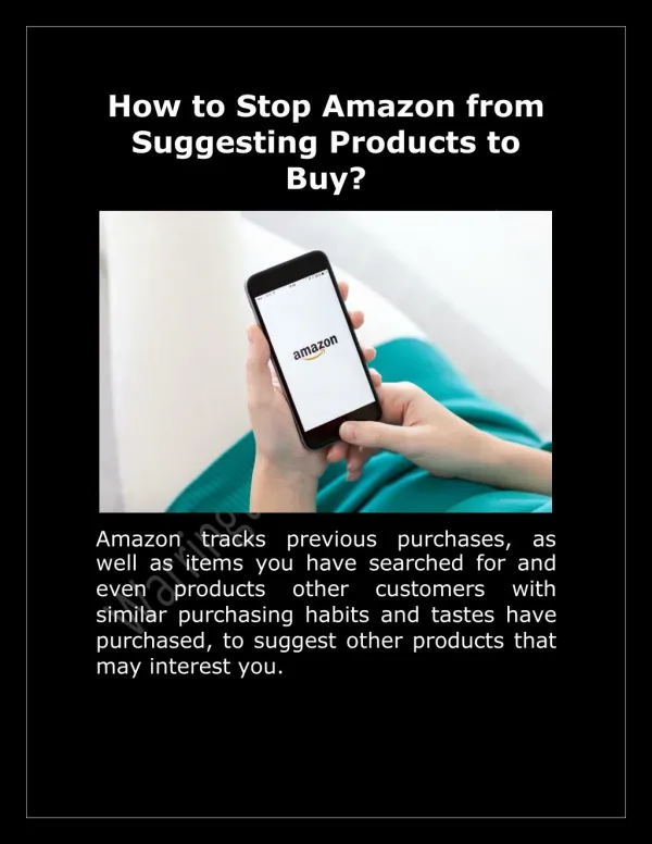 How to Stop Amazon from Suggesting Products to Buy?