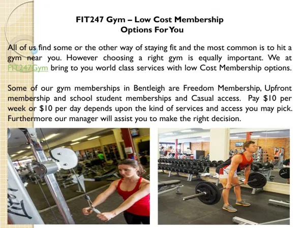 FIT247 Gym – Low Cost Membership Options For You
