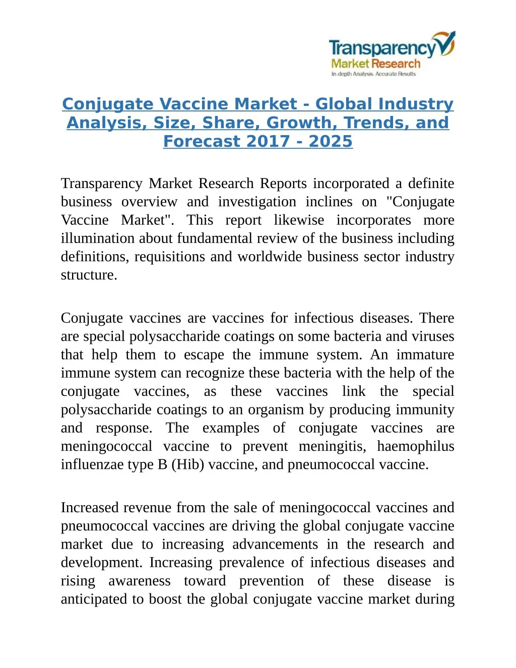 conjugate vaccine market global industry analysis