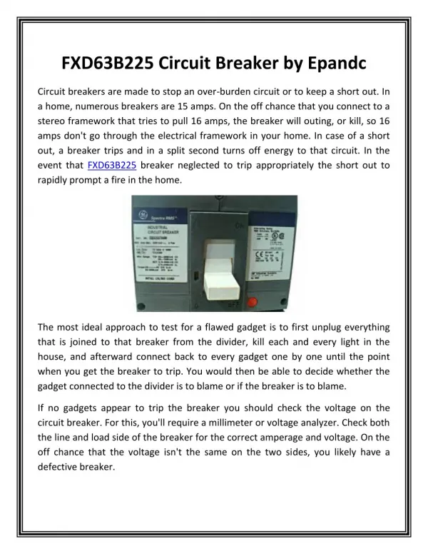 FXD63B225 Circuit Breaker by Epandc